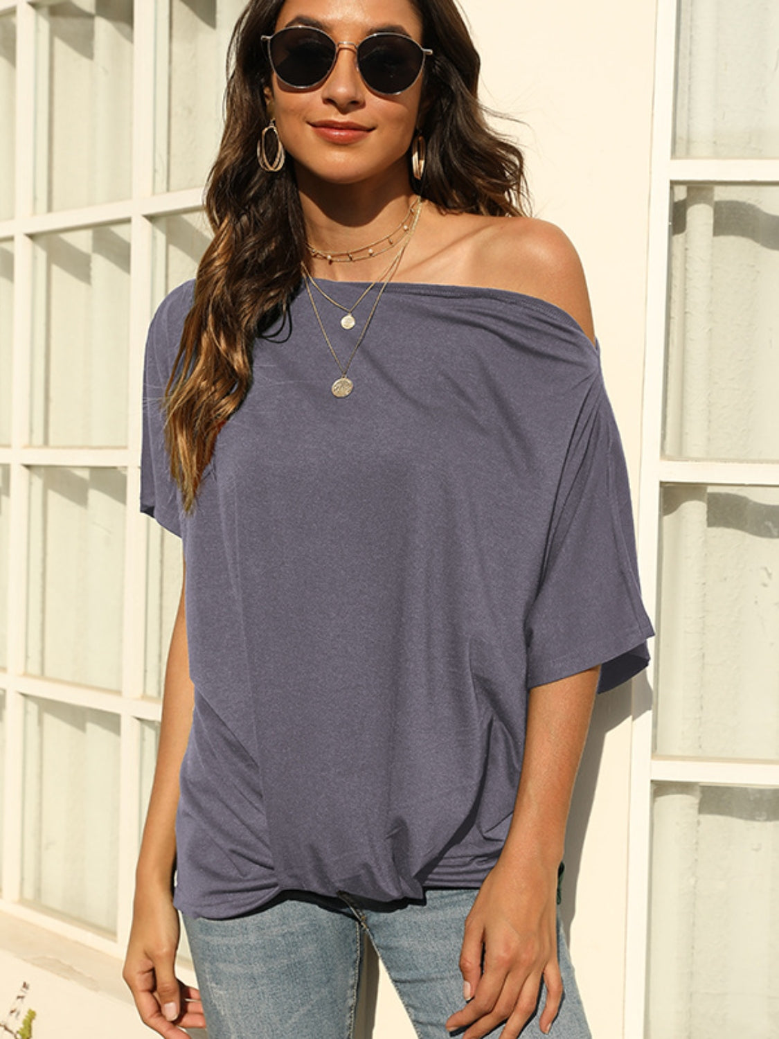 One Shoulder Short Sleeve T-Shirt