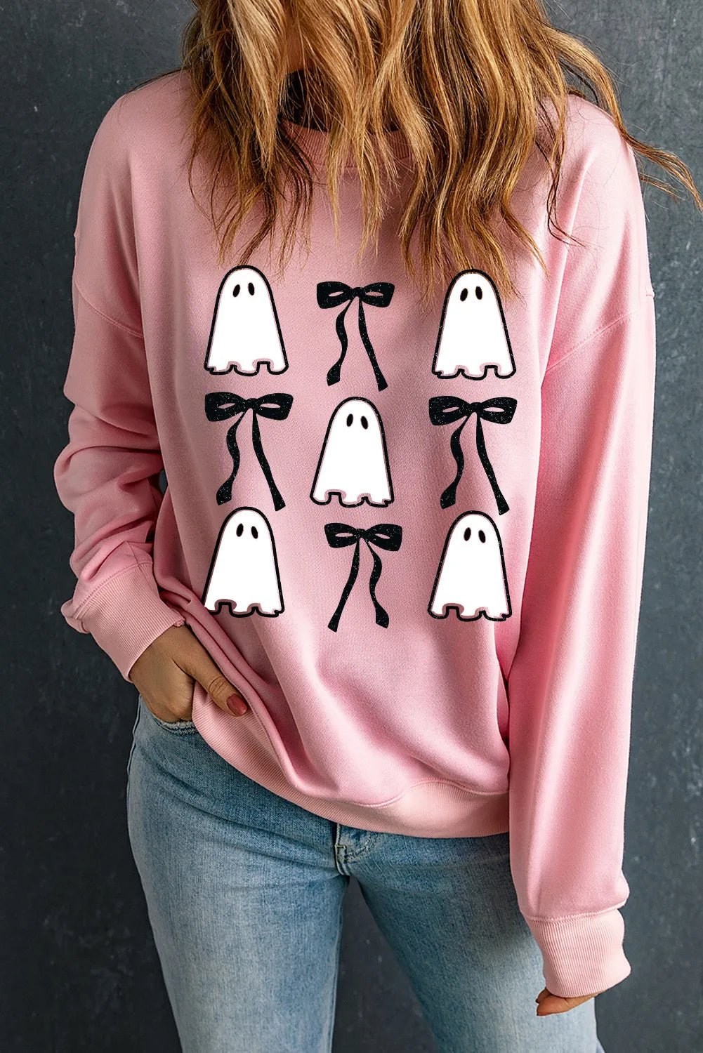 Ghost &amp; Bow Round Neck Long Sleeve Sweatshirt