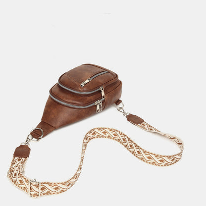 PU Leather Crossbody Bag with Two Detachable Strap