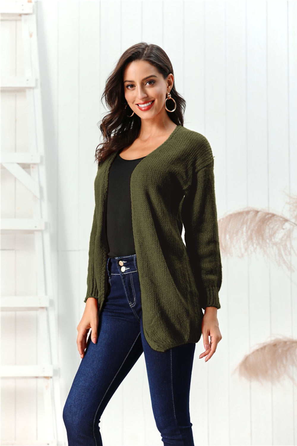 Open Front Long Sleeve Cardigan