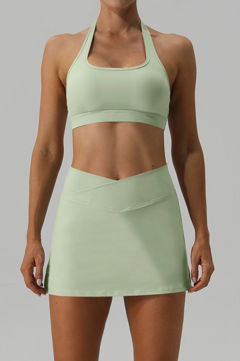 Halter Neck Tank and Slit Skirt Active Set