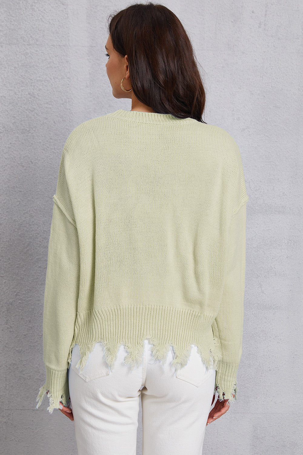 Lip Fringe Round Neck Sweater