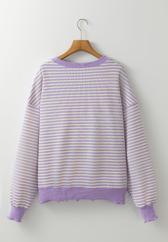 Striped Round Neck Long Sleeve Sweatshirt