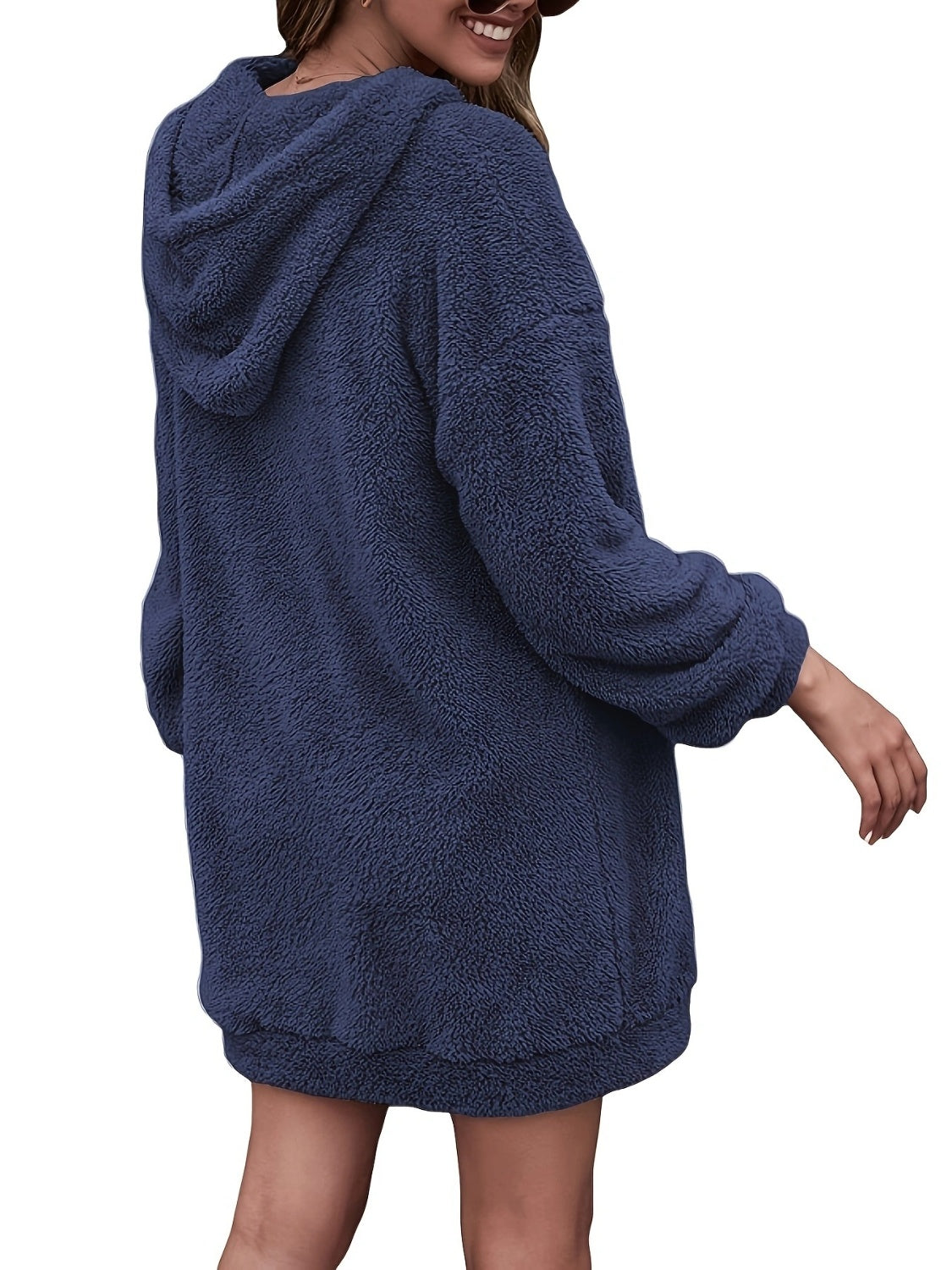 Half Zip Dropped Shoulder Oversized Hoodie