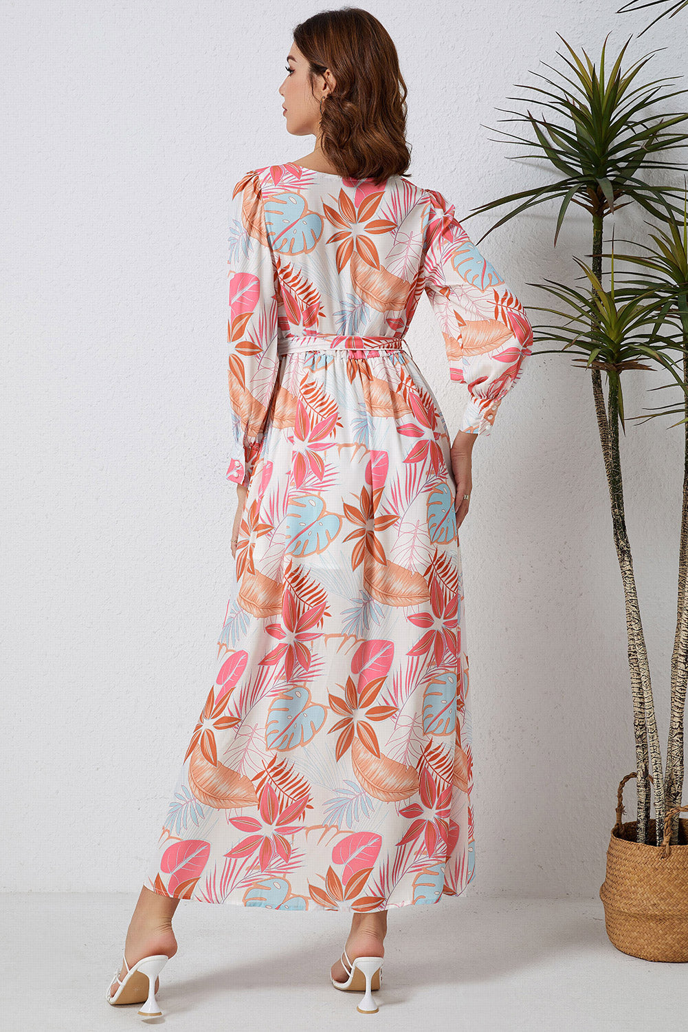 Printed Tie Waist Maxi Dress