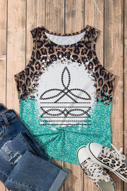 Leopard Geometric Round Neck Tank