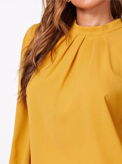 Mock Neck Lantern Sleeve Shirt