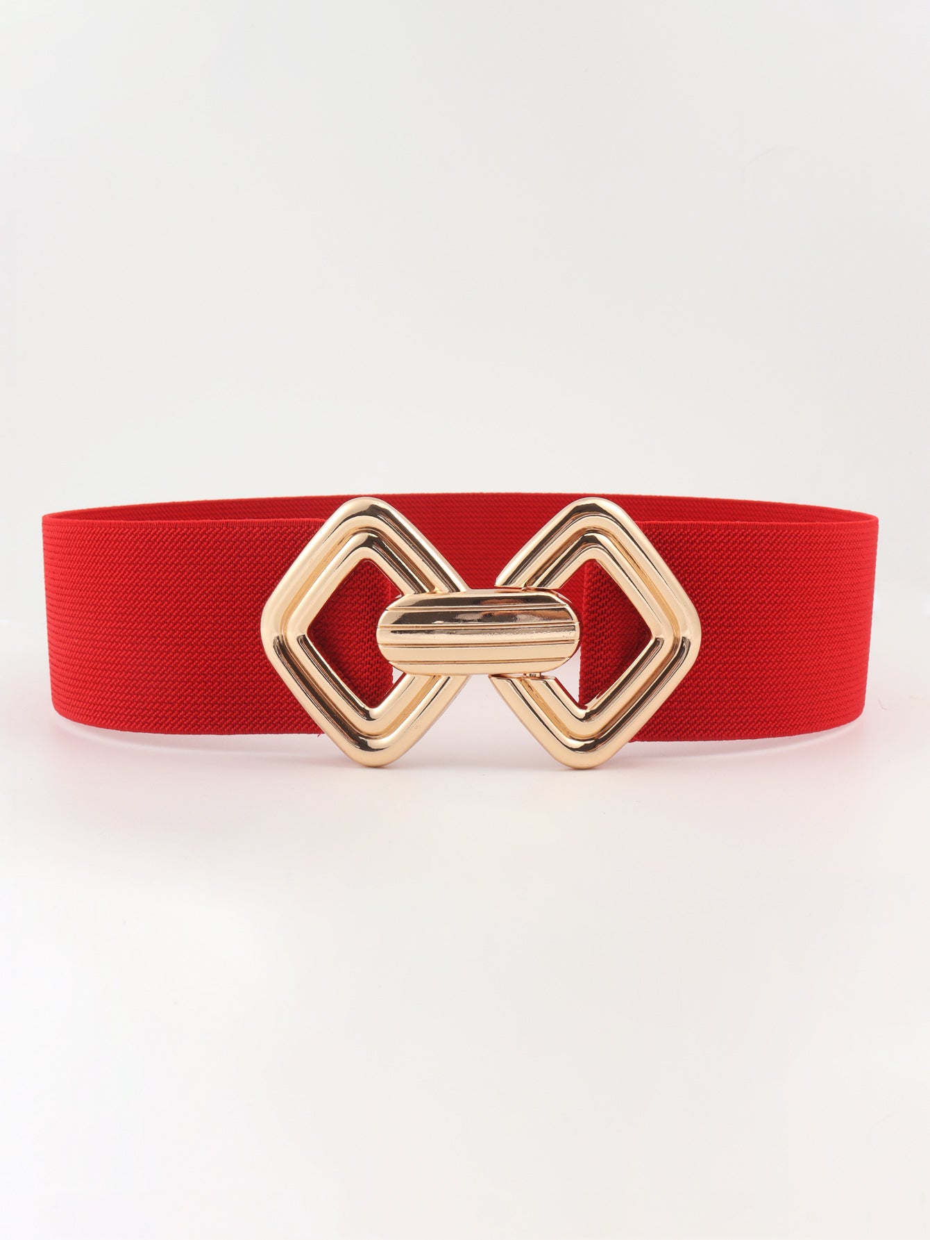 Geometric Buckle Elastic Wide Belt