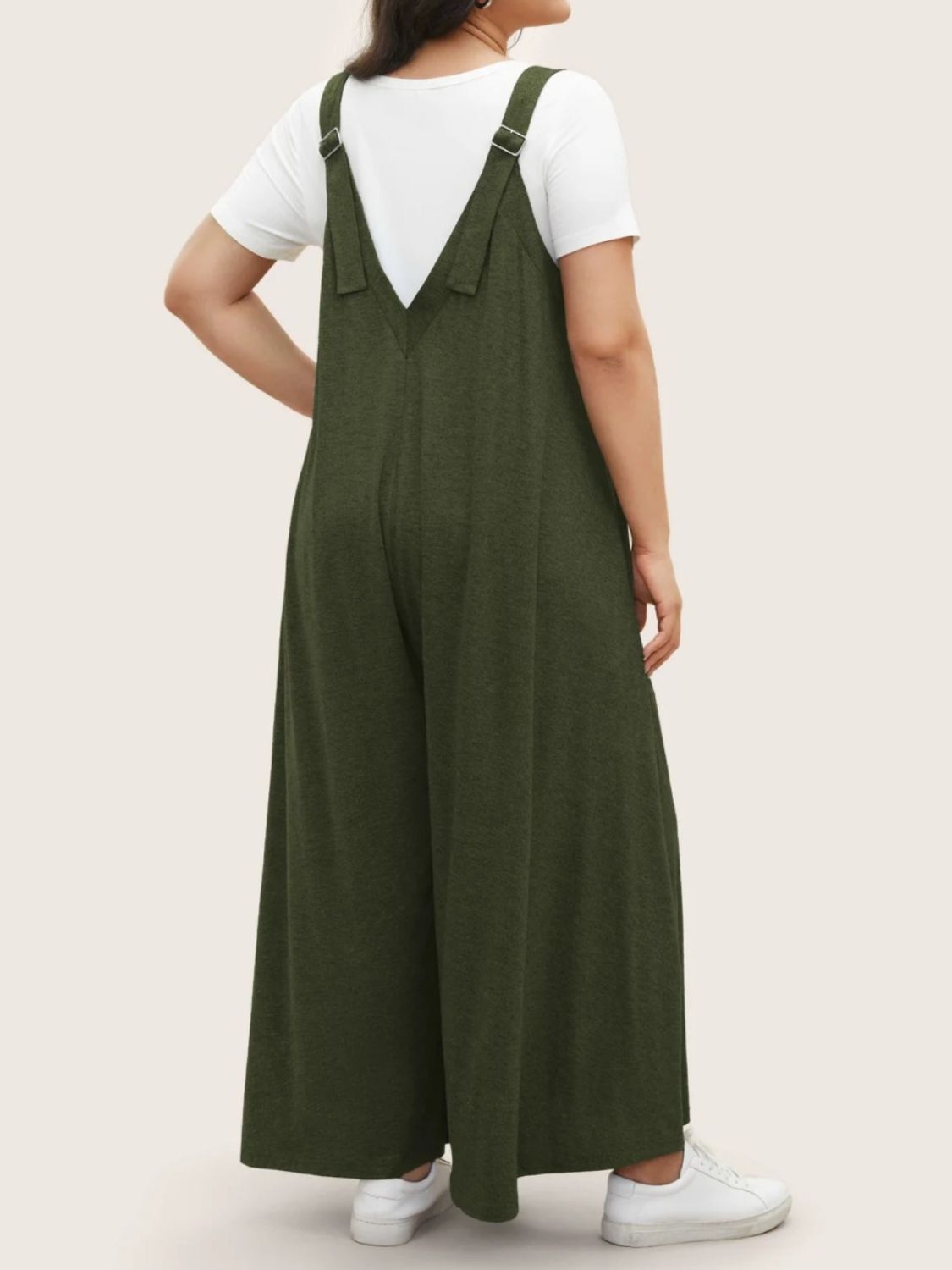 Full Size Pocketed Wide Leg Overalls